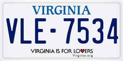 VA license plate VLE7534