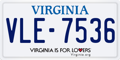 VA license plate VLE7536