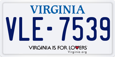 VA license plate VLE7539