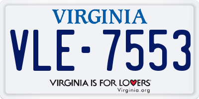 VA license plate VLE7553