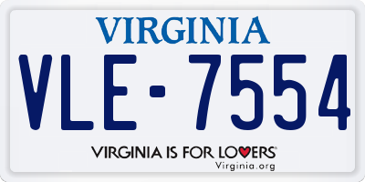 VA license plate VLE7554