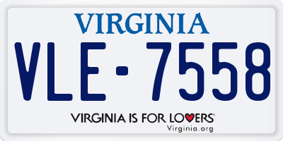VA license plate VLE7558