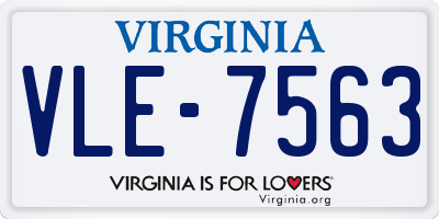 VA license plate VLE7563
