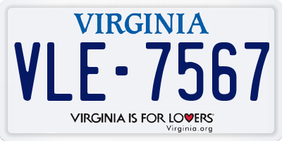 VA license plate VLE7567