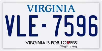 VA license plate VLE7596