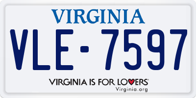 VA license plate VLE7597