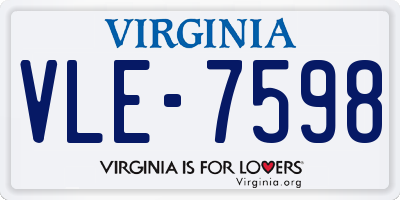 VA license plate VLE7598