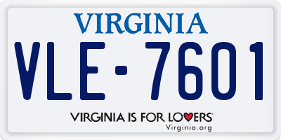 VA license plate VLE7601