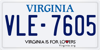 VA license plate VLE7605