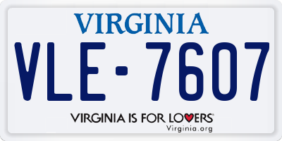 VA license plate VLE7607
