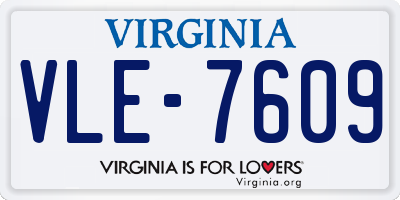 VA license plate VLE7609