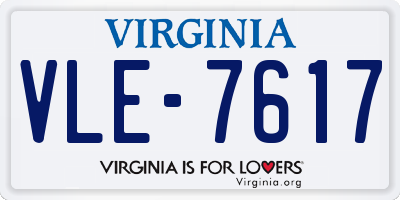 VA license plate VLE7617