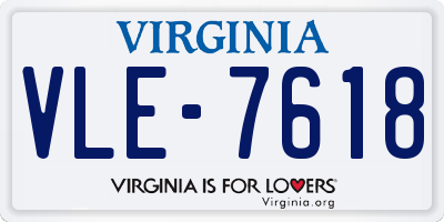VA license plate VLE7618