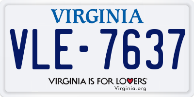VA license plate VLE7637