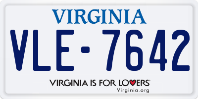 VA license plate VLE7642