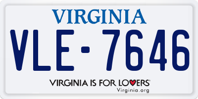 VA license plate VLE7646