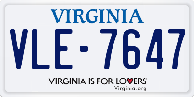 VA license plate VLE7647