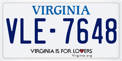 VA license plate VLE7648