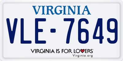 VA license plate VLE7649