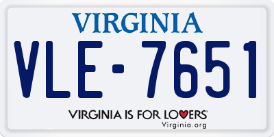 VA license plate VLE7651