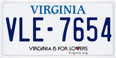 VA license plate VLE7654