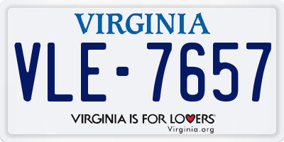 VA license plate VLE7657