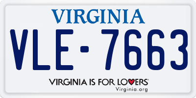 VA license plate VLE7663