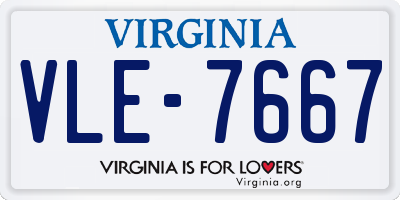 VA license plate VLE7667