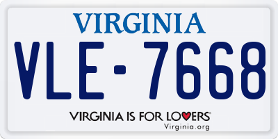 VA license plate VLE7668