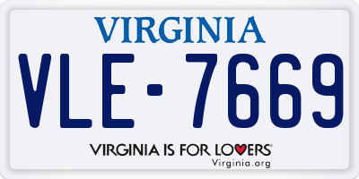 VA license plate VLE7669