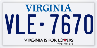 VA license plate VLE7670