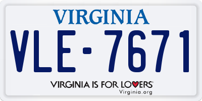 VA license plate VLE7671