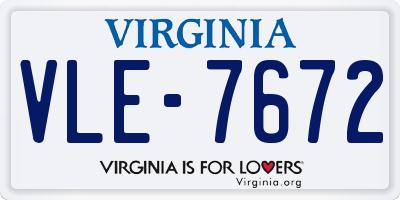 VA license plate VLE7672