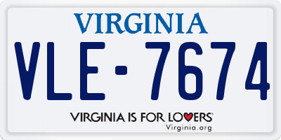VA license plate VLE7674