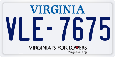 VA license plate VLE7675