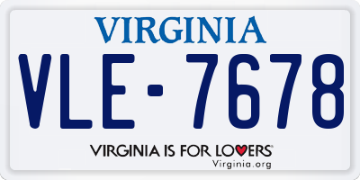 VA license plate VLE7678