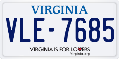 VA license plate VLE7685
