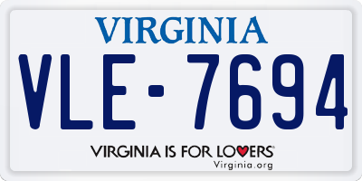 VA license plate VLE7694