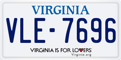 VA license plate VLE7696