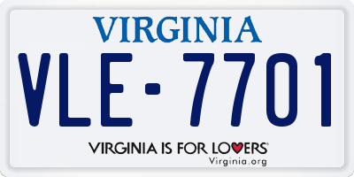 VA license plate VLE7701