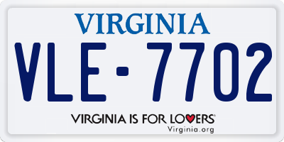 VA license plate VLE7702