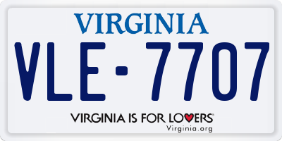 VA license plate VLE7707