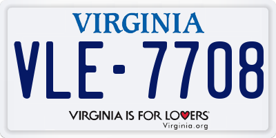 VA license plate VLE7708
