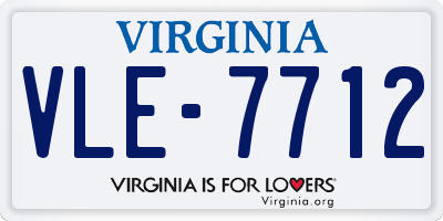 VA license plate VLE7712