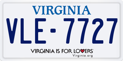 VA license plate VLE7727