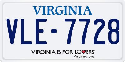 VA license plate VLE7728