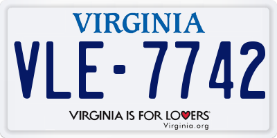 VA license plate VLE7742