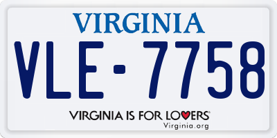 VA license plate VLE7758