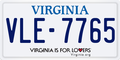 VA license plate VLE7765