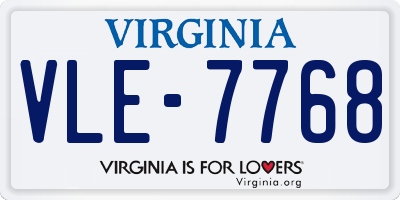 VA license plate VLE7768